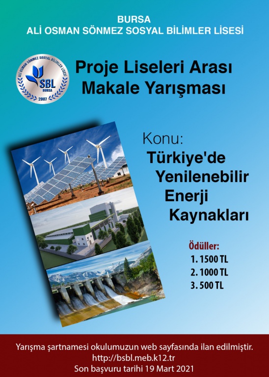 Türkiye'de Yenilenebilir Enerji Kaynakları Makale Yarışması
