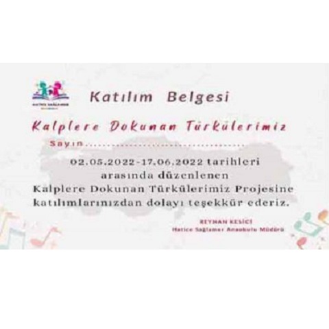 'Kalplere Dokunan Türkülerimiz' Proje Yarışması
