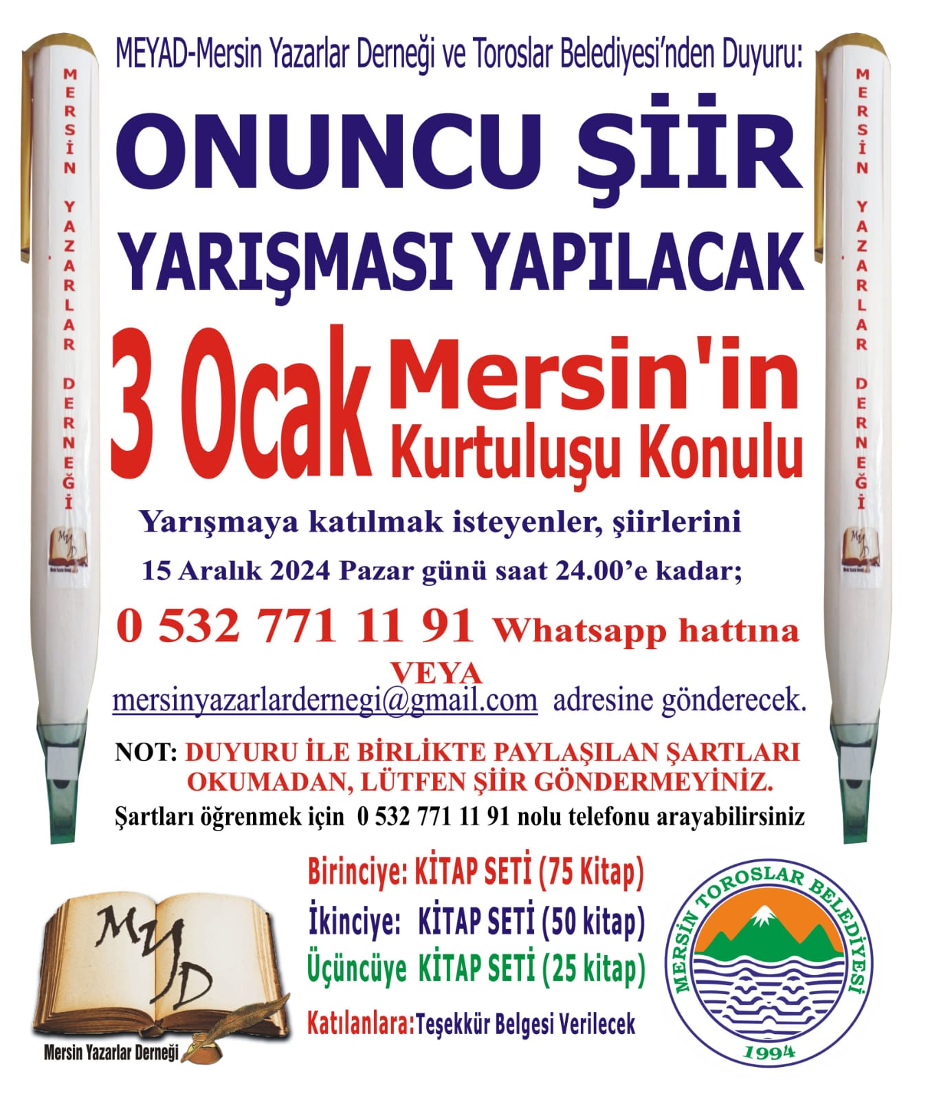 3 Ocak Mersin Şiir Yarışması