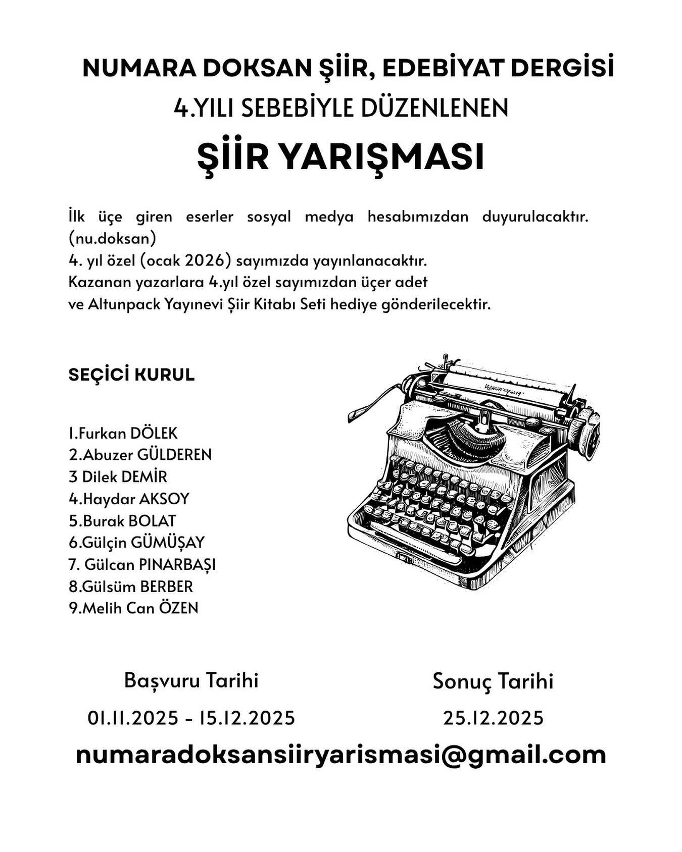 Numara Doksan Şiir Edebiyat Dergisi Şiir Yarışması