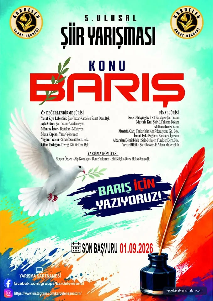 Kardelen Sanat Derneği 5. Ulusal Şiir Yarışması duyuru görseli