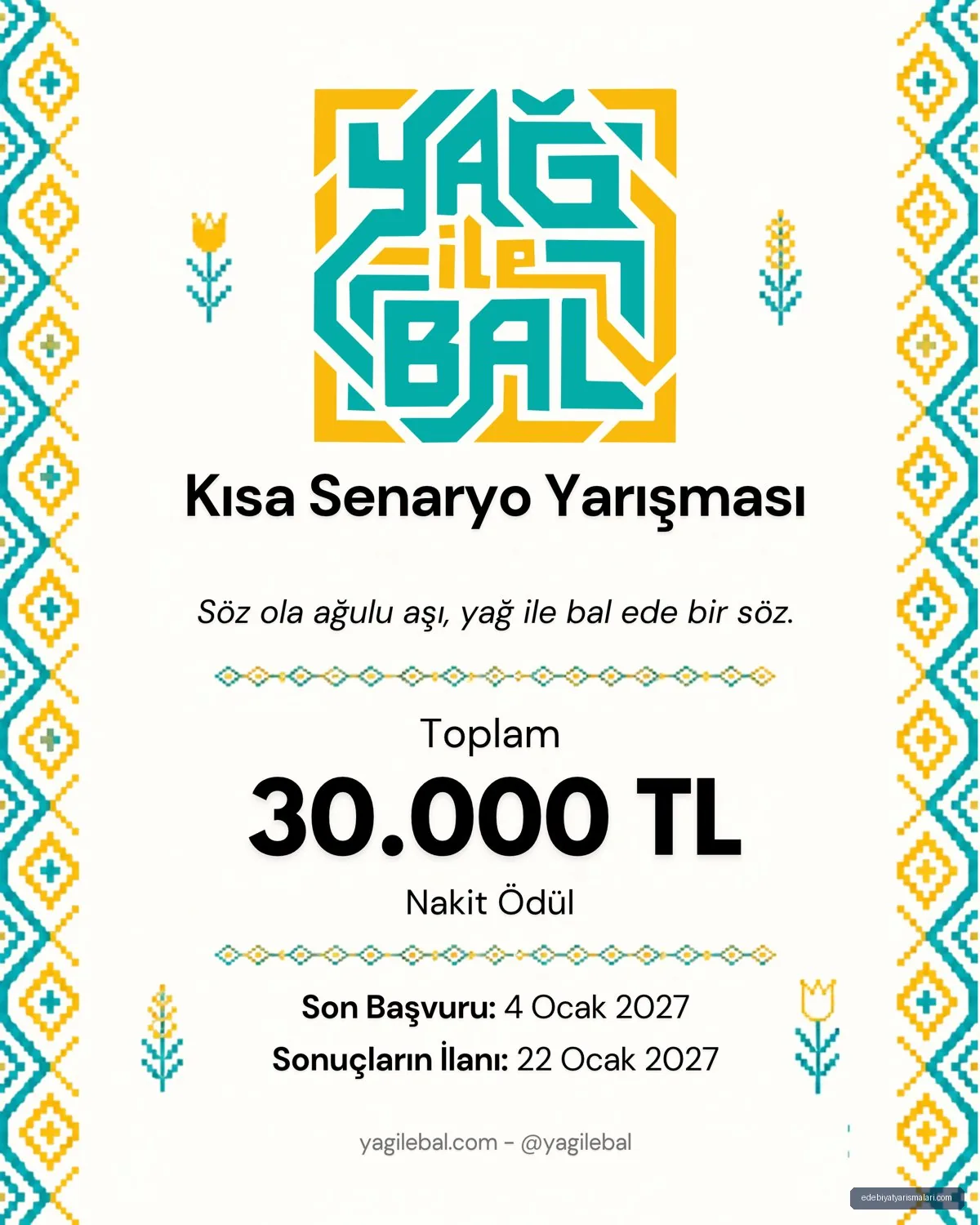 Yağ ile Bal Kısa Senaryo Yarışması duyuru görseli