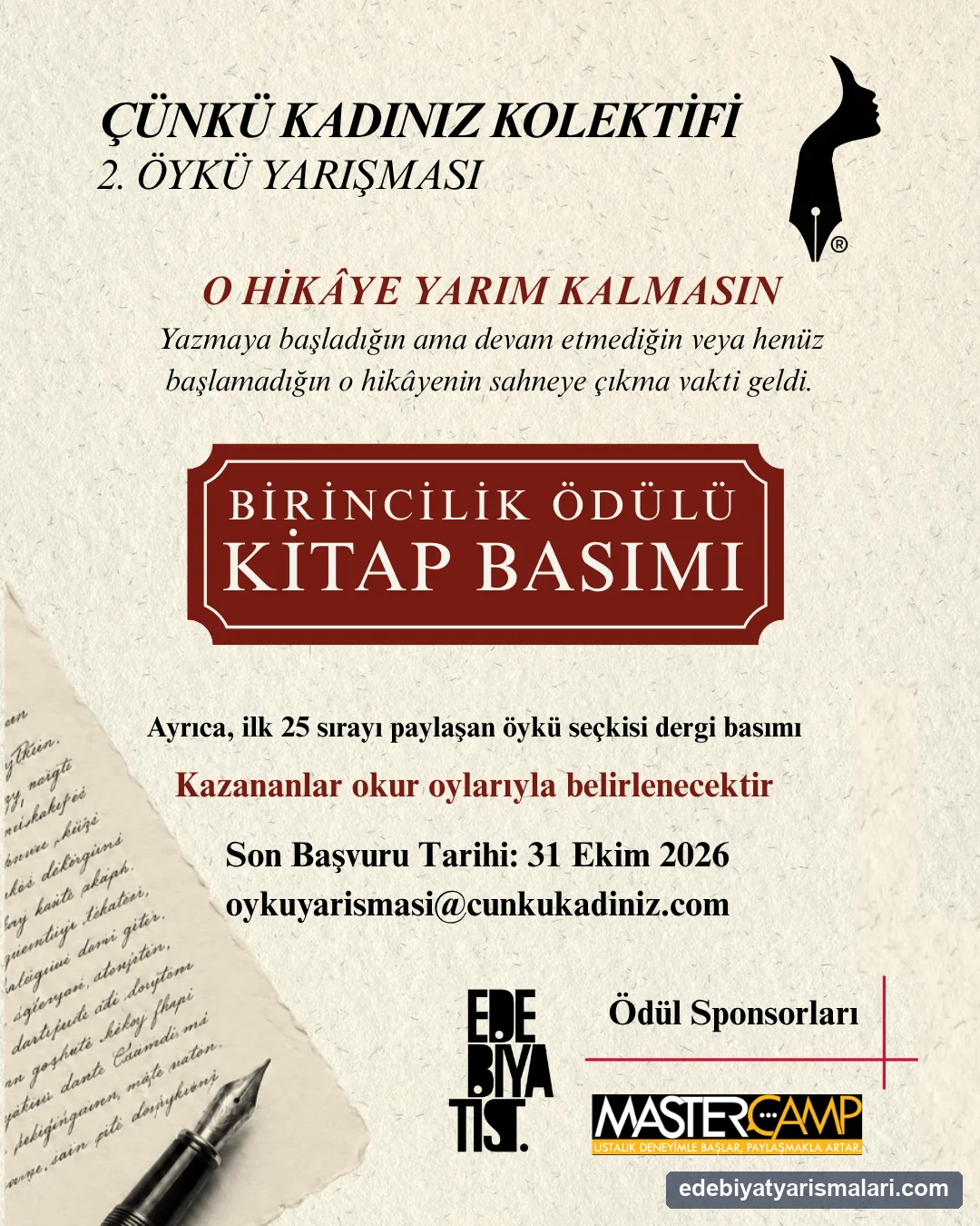 Çünkü Kadınız Kolektifi 2. Öykü Yarışması duyuru görseli