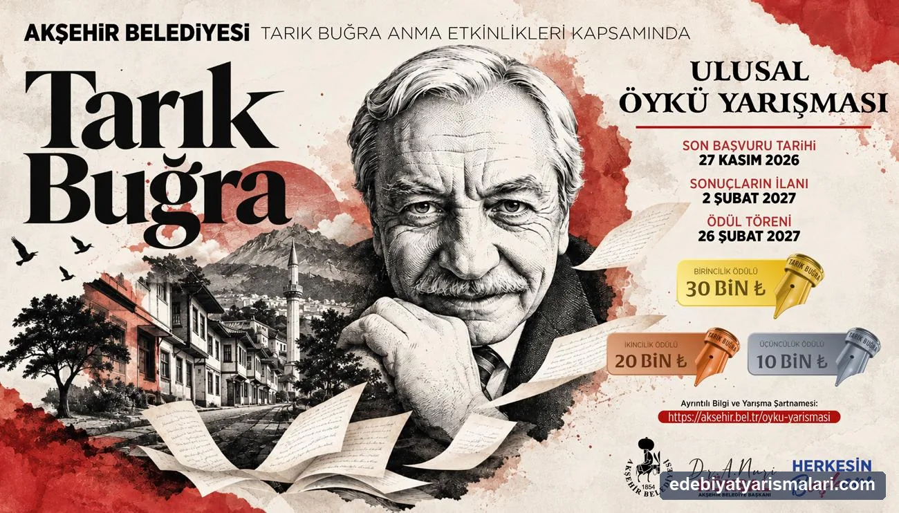 Akşehir Belediyesi Tarık Buğra Ulusal Öykü Yarışması duyuru görseli